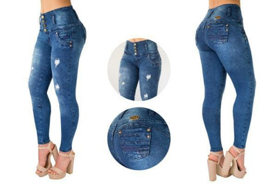 Bluette's Push-Up Skinny Jeans-4  buttons